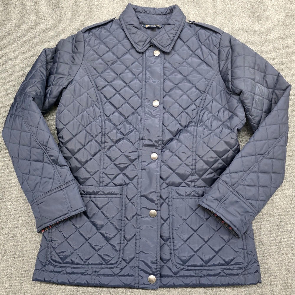 Brooks Brothers Womens Navy Blue Quilted Barn Jacket Coat Size 8 100085438